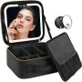 Travel Makeup Bag With LED Lighted Make Up Case With Mirror 3 Color Setting Cosmetic Makeup Box Organizer Vanity Case For Women Beauty Tools