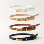 4PCS Girls Pin Buckle Thin Waist Belts Classic Pu Leather Jeans Belt Retro Decoration