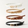 4pcs Girls Pin Buckle Thin Waist Belts Classic PU Leather Jeans Belt Retro Decoration