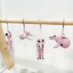 Baby Under The Sea Blue Collection - Pink Pine Wood Stand And Crochet Dangles