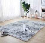 Smte Fluffy Carpet rug Light Grey With Keychain