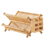 Dish Rack Bamboo Dish Rack 2 Tier Collapsible Folding Drainer