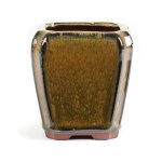 Assorted Glazed Cascade Pots 6 X 6 X 9CM - Mustard Square With Rounded Lip