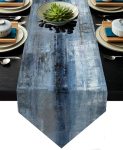 Blue And Grey Table Runner Navy Blue Abstract Modern Art Burlap Table Runners For Table Dresser Runner Farmhouse Style For Dinne