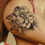 1 Sheet Temporary Tattoo Black White Animal Tiger Head Flower Butterfly Pattern Tattoo Stickers Big Flower Arm Chest Belly Back