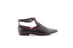 Women's Black Leather Ballerina Loafer