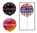 Balloon Air Fill W stick Congrats 25CM