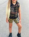 Leopard Short With Matching Crop Top And Black Hoody