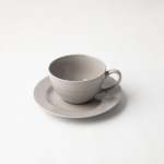 - Embossed Lines Cup & Saucer Choose From 5 Colours - Light Grey