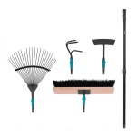 Gardening Tool Set 4-1 V-fix System Leaf Rake Broom Hoe And Cultivator