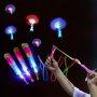 8PCS LED Lighting Up Luminous Toy Flying Slingshot Flying Toys Fast Catapult Luminous Toy Halloween Glow In Dark Party Supplies Christmas Party Favors Holiday