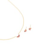 Waterproof Gold Plated Stainless Steel January Red Cubic Zirconia Birthstone Necklace & Earrings Set