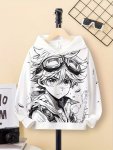 Cartoon Cool Anime Boy Print Boys Long Sleeve Hoodie Stay Stylish And Cozy Sweatshirt - Perfect Spring Fall Essential For Your F
