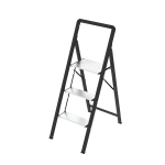Folding STEP LADDER Steel & Aluminium 3 Steps Black silver