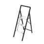 Folding STEP LADDER Steel & Aluminium 3 Steps Black/silver
