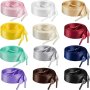 1 Pair Flat Satin Ribbon Shoelaces - Colorful Silk Shoestrings Wide Shoe Laces For Sneakers Skate Shoes Boots Sport Shoes