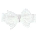Bibablyke Baby Lace Bow Headband For Girls Breathable Bowknot Hair Bands Toddler Christening Party Headdress Cross Turban Hairba