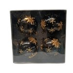Goldair Gold Black Balls Set Of 4