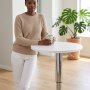 Adjustable Height Bar Table With Metal Round Top - White