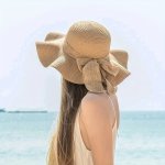 Trendy Ruffle Khaki Sun Hat Classic Bowknot Straw Hat Classic Outdoor Travel Beach Hats For Women Girls