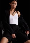 Button-front Thong Body - White