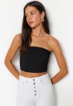 Corset Strapless Woven Blouse - Schwarz