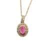 Natural Pink Sapphire Oval Main Stone Pendant With Carving