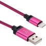 Tuff-Luv Usb Type C To Usb 2.0 - Data/charge Cable 1.2 Meter Woven Style With Metal Head - Pink