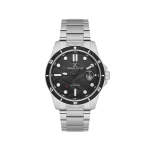 Mens Stainless Steel Diver-style Watch With Textured Black Dial