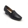 Ladies& 39 Low Heel Slip On Court Shoe With Dual Side Goring Black Size 4