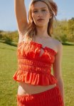 Smocked Bandeau Top - Birght Red