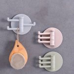 Plastic Wall Hooks 3-ARM Swivel Design Adhesive No-drill Mount Multi-purpose Towel Hanger For Bathroom Kitchen And Home Use No E