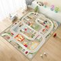 Fine Living Rectangular Crystal Velvet Carpet For Kids - City Road Map
