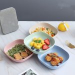 4-PIECE Set Polypropylene Round Plates Durable Wheat Straw Material All-season Use Polished Finish Snack Fruit & Multipurpose Se