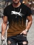 Leopard Pattern Print Men's Color Blocked Crew Neck Short Sleeve T-Shirt Casual Summer T-Shirt For Daily Wear And Vacation Resorts