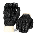 Black Chip Pvc Glove Knit Wrist