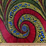Wax Printed Piece Bubbles Blue&mustard: 480CMX112CM