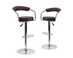 Broadway - Modern Pu Leather Barstool - Brown Set Of 2