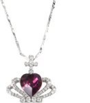 Xp Crowned Heart Shaped Swarovski Embellished Crystal Necklace - Violet
