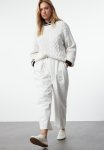 Elastic Waist High Waist Barrel Trousers - White