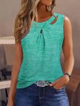 Twist Front Solid Hollow Tank Top Casual Sleeveless Tank Top For Spring & Summer Women's Clothing