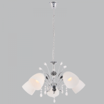 Polished Chrome Chandelier With Opal Glass And Acrylic Crystals Light Fitting 5 X 40W Es – CH384 5
