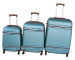 Smte Mooistar 3-PIECE Abs Trolley Luggage Set Light Blue 360 Spinner Wheels With Keychain