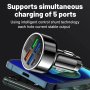 Shengwoda 6-Port USB Car Charger With Digital Display - Fast Charge Multi-Port Adapter For Vehicle Accessories