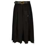 Belted Raw-edge Skirt - Black L xl