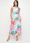 Asymmetric Bow Detail Maxi Dress - Multi