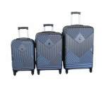 Smte Abs Hard-shell Luggage Set-charcoal Grey And Chevron Pattern Spinner Wheels With Keychain