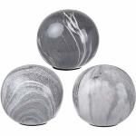 A&b Home Tan Marble Balls Set Of 3 - Home Decor Beige Marble Orbs Decorative Orbs For Tabletop Decor Flat Base For Non