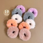 10PCS Girls Colorful Plush Elastic Hair Bands Princess Hair Accessories