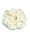 Cream Blue Daisy Printed Fabric Ruffled Scrunchie